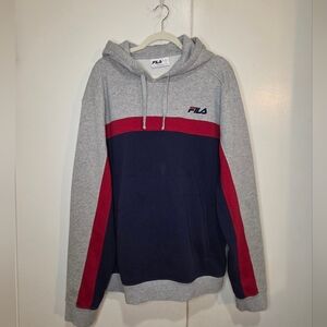 Fila Men's Hoodie in Gray, Navy, and Red